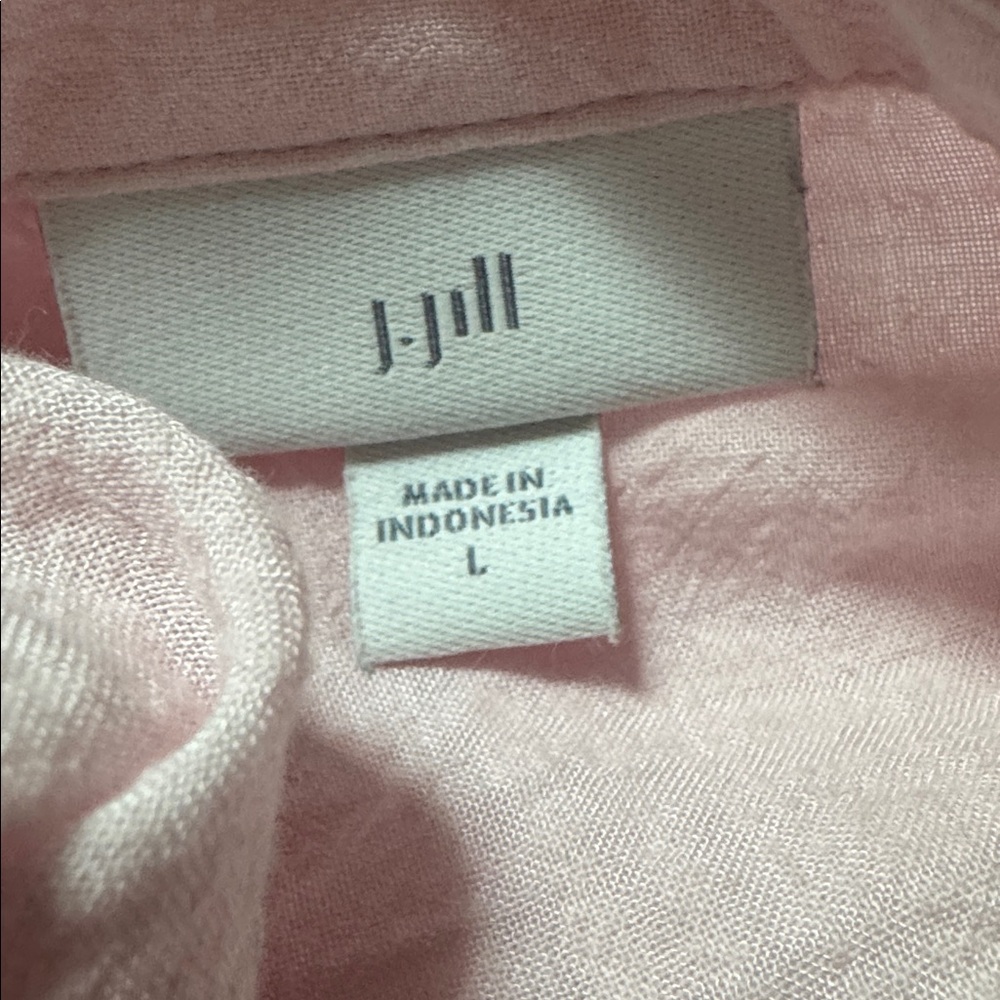 J. Jill Pale Pink Tab Long Sleeve Lightweight Cotton Blend Tunic - Picture 9 of 11